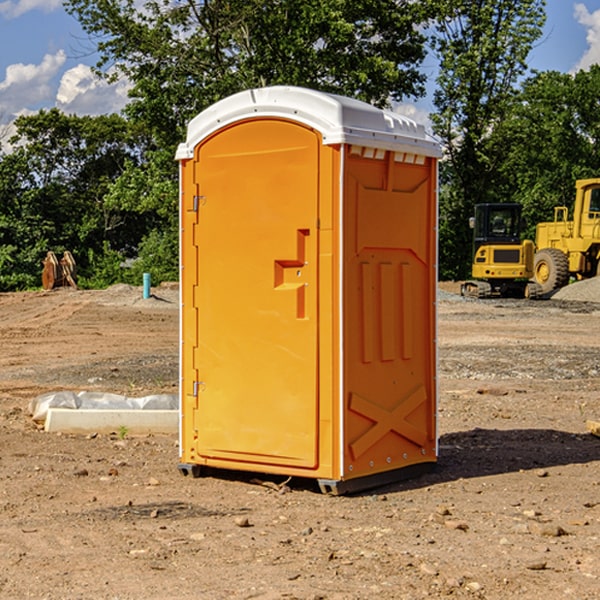 how often are the portable restrooms cleaned and serviced during a rental period in Faber